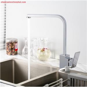 Vòi rửa bát Kagol inox nóng lạnh cần cứng vuông, bóng